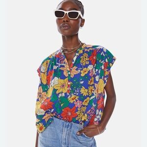 MOTHER The Slow Ride Pop Over Floral Top